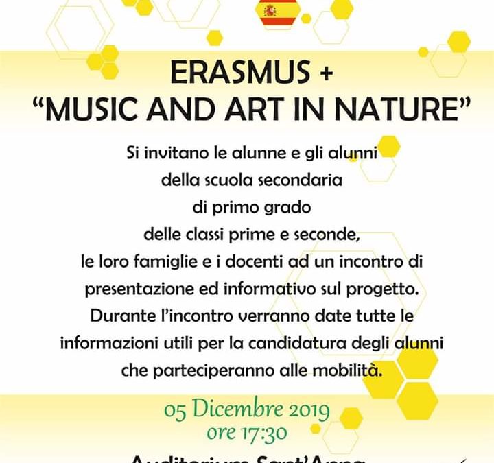 Circolare n°130: Ready for Erasmus: Invito di partecipazione all’incontro informativo sul progetto Erasmus + “Music and Art in Nature”.